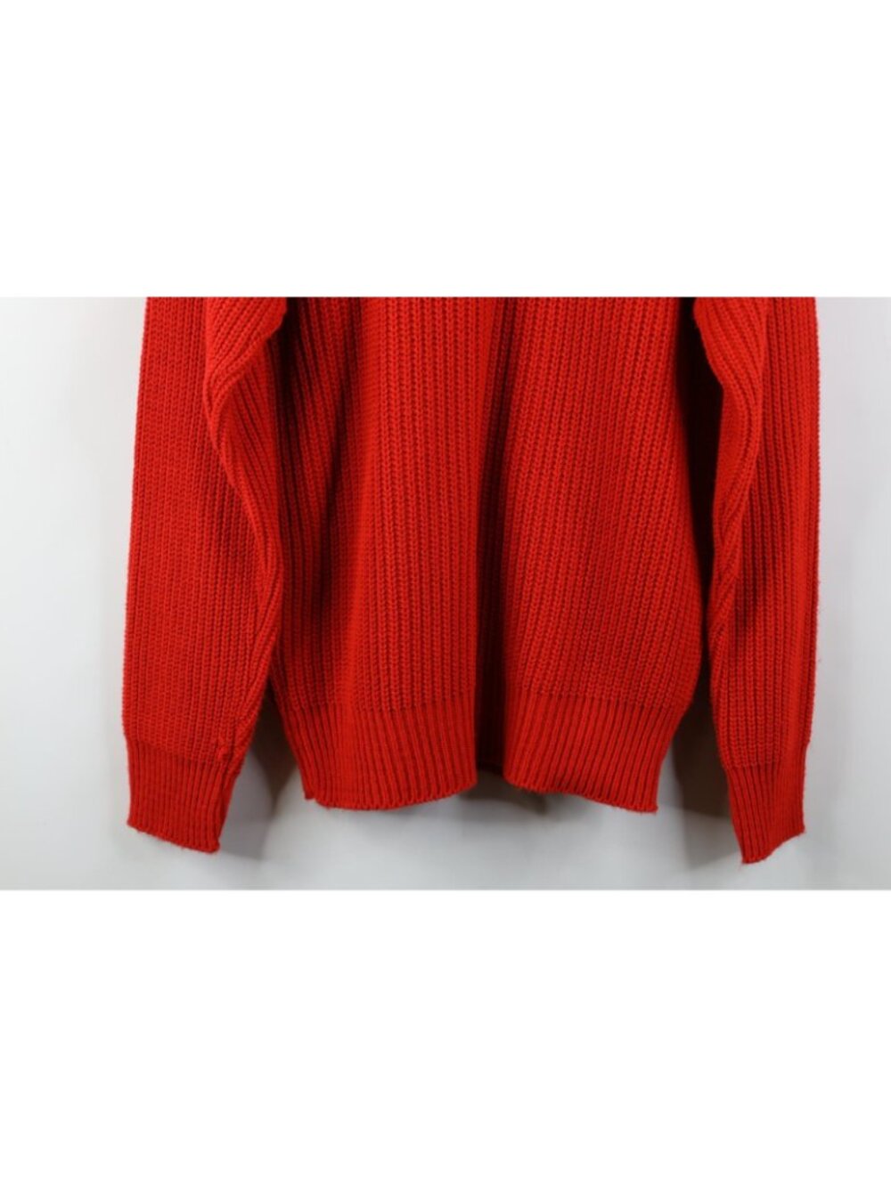 Vintage 70s 80s Streetwear Mens Large Blank Chunky Ribbed Knit Sweater Red USA - Picture 11 of 11